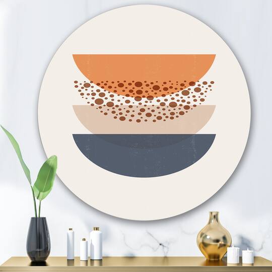Designart - Abstract Sun & Moon Geometrics In Blue & Orange